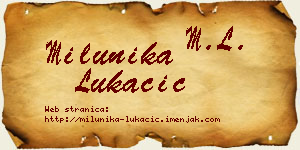 Milunika Lukačić vizit kartica
